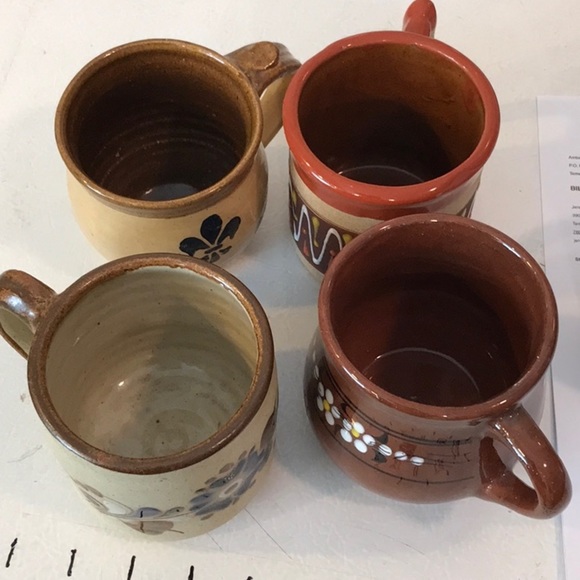 TONALA 4 Pottery Hand Made Mugs Related Style Vintage 2 Redware 1… - Picture 4 of 16
